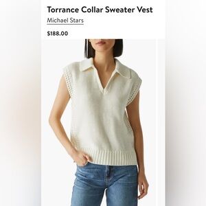 Michael Stars Torrance Collar Sweater Vest color chalk women’s x small